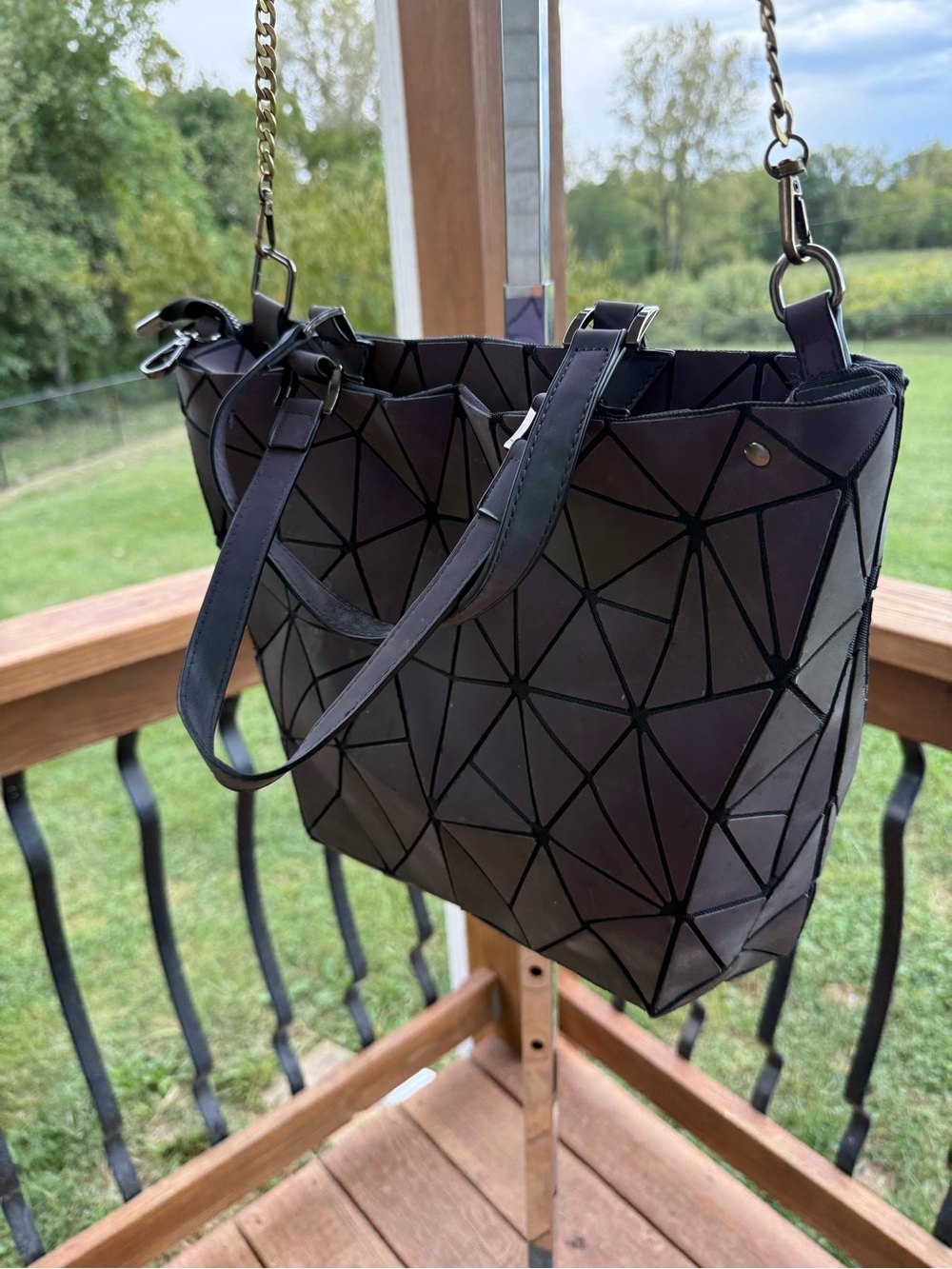 LOVEVOOK Purple Geometric holographic Tote shoulder bag purse